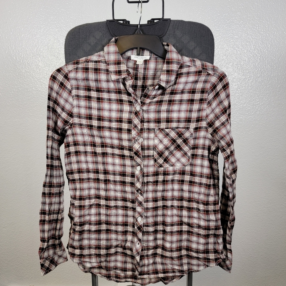 Beachlunchlounge Black and Red Plaid Casual Button Downโ Shirt
